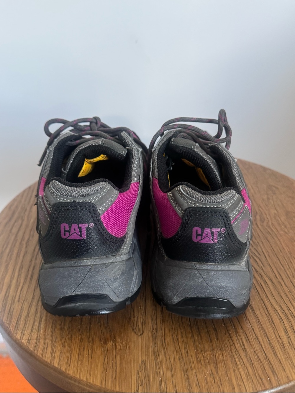 Cat Gray and Pink steel toe shoes Lace-Up Sneakers - Picture 4 of 7